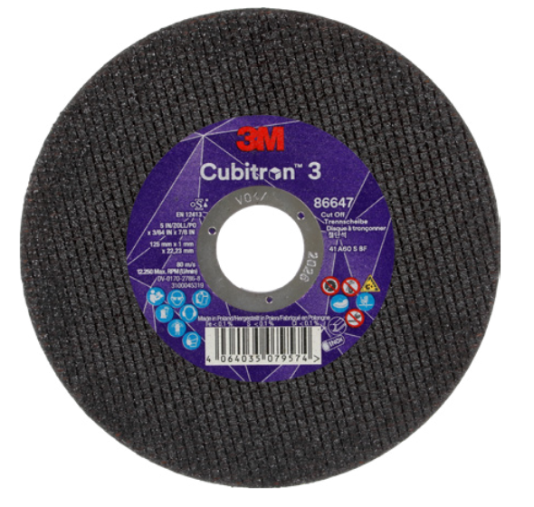 125mm x 1.0mm x 22mm 3M 86647 Cubitron 3 Cut-Off Wheel