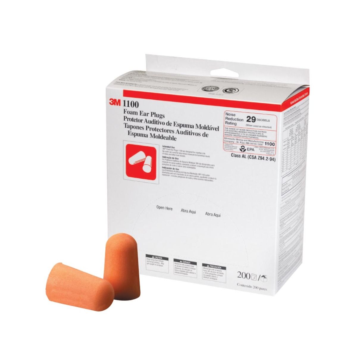 box200 3M 1100 Uncorded Earplugs Poly Bag - Class 3