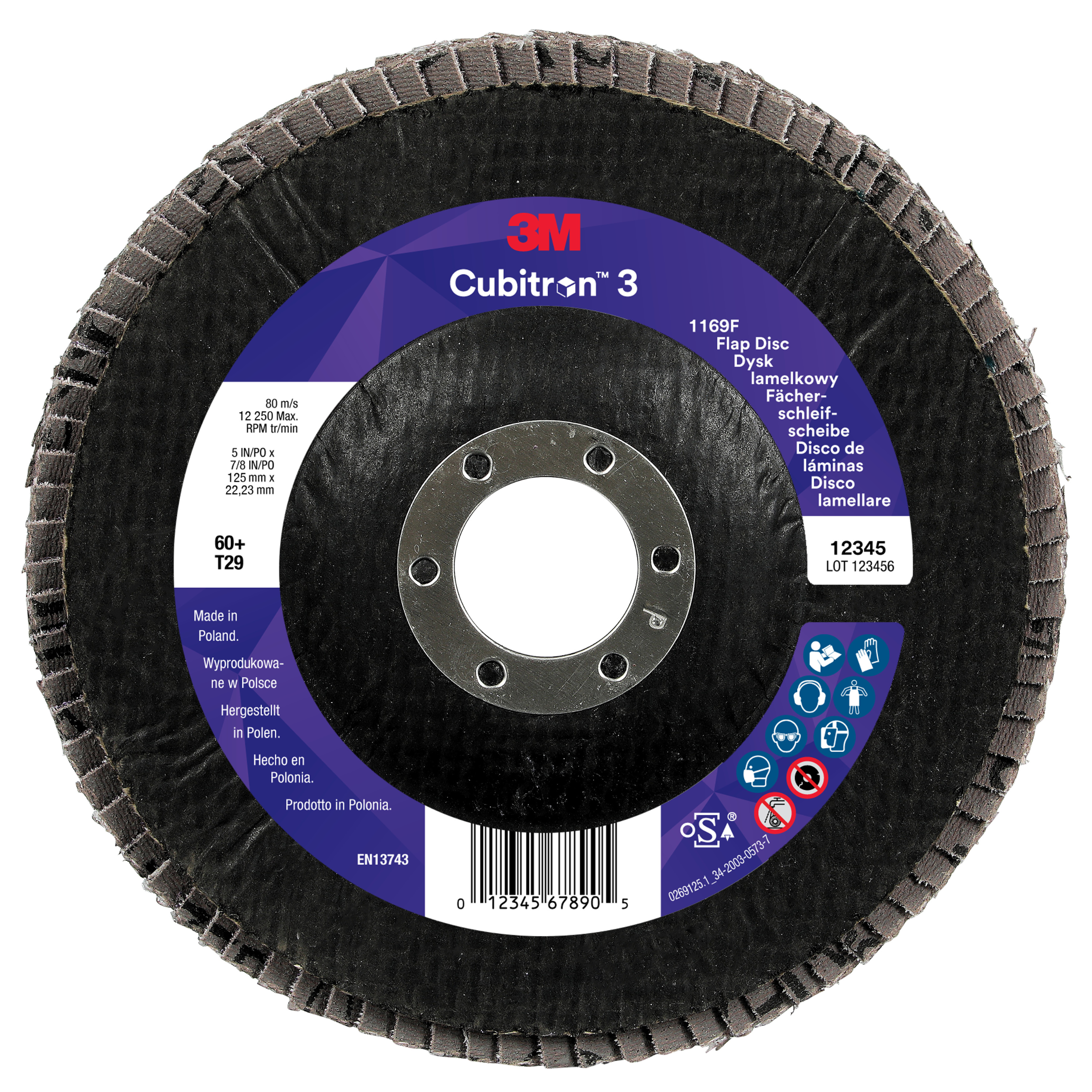 ea 115 x 80+ 3M Cubitron 3 Flap Disc 1169F
