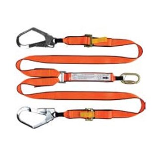 2m Adjustable Twin Leg Lanyard w/ 1 Carabiner & 2 Scaff Hook