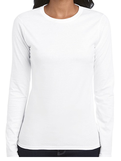 Ladies White Long Sleeve Jersey Top