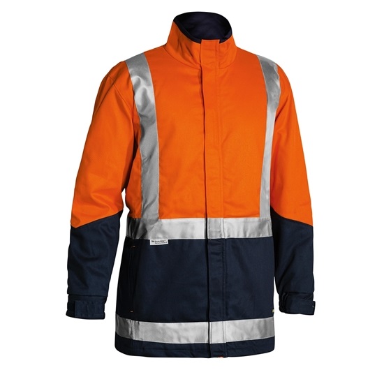 Bisley Taped Hi-Vis 3 in 1 Drill Jacket - Orange/Navy