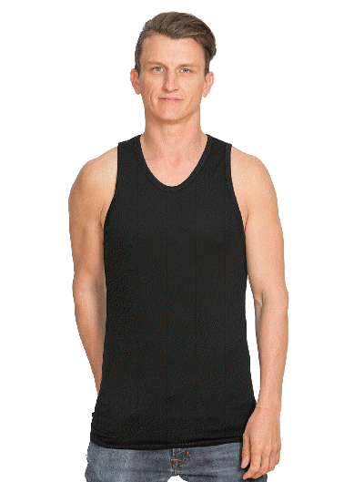 Merino Mens Singlet Black/White