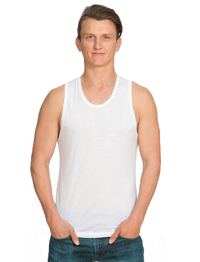 Merino Mens Singlet Black/White