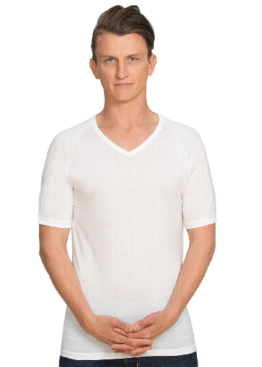 Merino Short Sleeve V-Neck Top Black/White