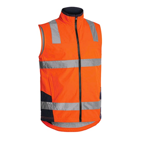 Taped Hi-Vis Soft Shell Vest - Orange/Navy