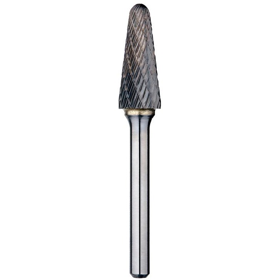 8.00mm (5/16”) x 22.23mm (7/8”) x 6mm Shank Ball Nose Taper Double Cut Carbide Burr