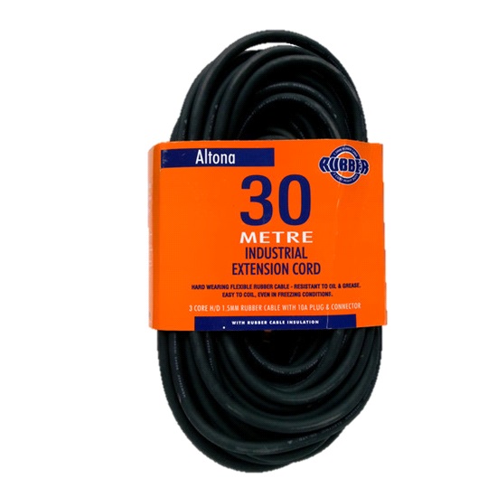 30mtr Heavy Duty Rubber Extension Lead 15amp Lead - 10amp Plugs