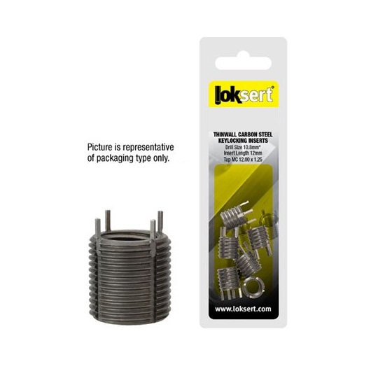 5pack 3/8” x 24 UNF Carbon Steel Thin Wall Solid Insert - Loksert