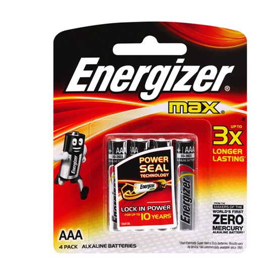 pkt4 “AAA” ALKALINE ENERGIZER BATTERIES