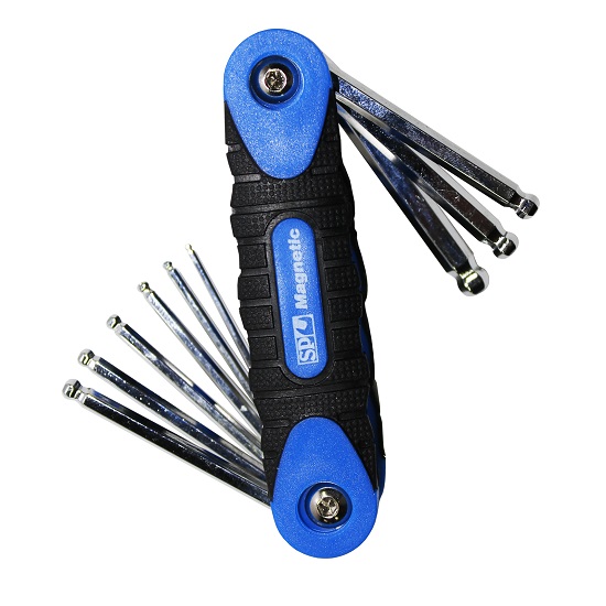 9pce Magnetic Folding Hex Key Set - Metric - SP Tools