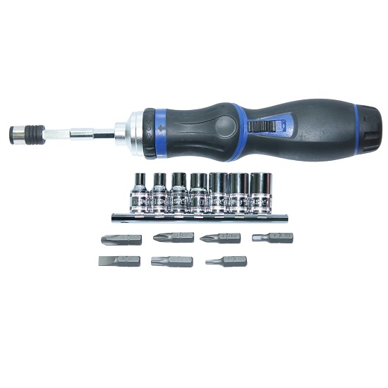 16pce Bit Set Includes Rotatable Ratchet Driver - SP Tools