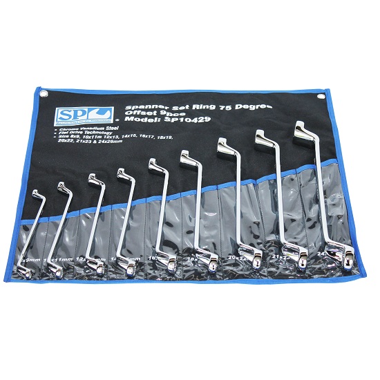 9pce 75deg Offset Ring Spanner Set - SP Tools