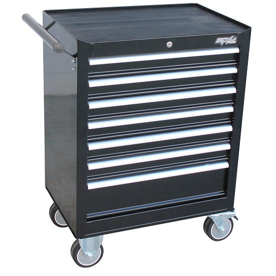 7 Draw Custom Roller Cabinet - Black - SP Tools