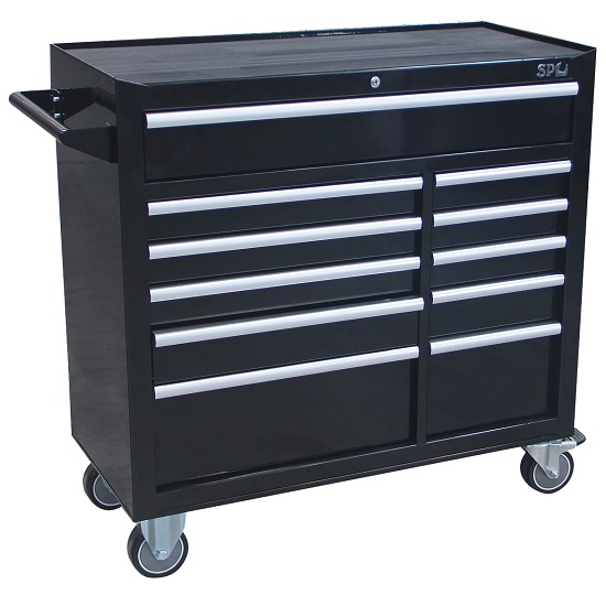 11 Draw Custom Roller Cabinet - Black - SP Tools