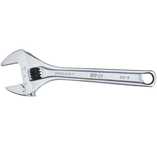 200mm Premium Adjustable Wrench Chrome - SP Tools