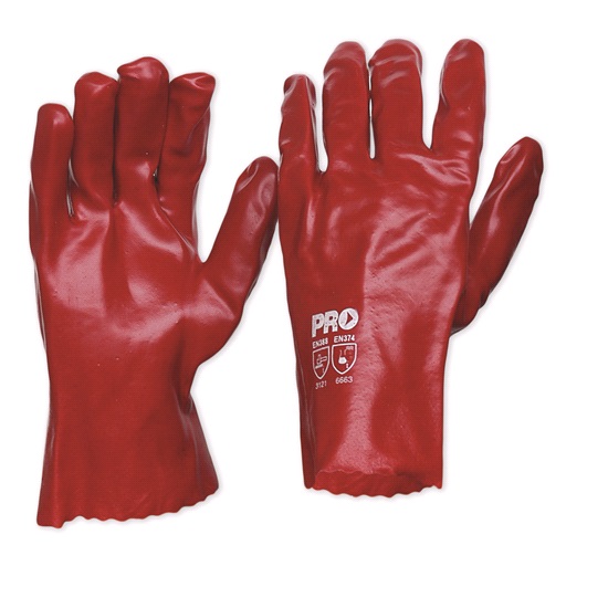 pair-PVC RED 27cm GLOVES