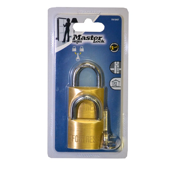 PADLOCK BRASS FORTRESS 40MM 2PK