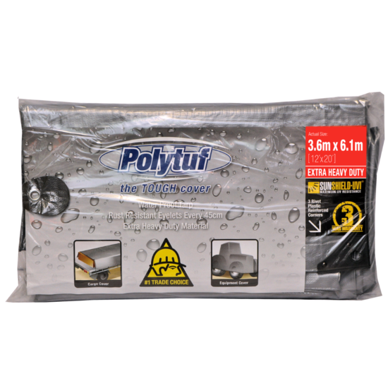 Tarp 3.7m x 6.1m Extra Heavy Duty Silver/Black