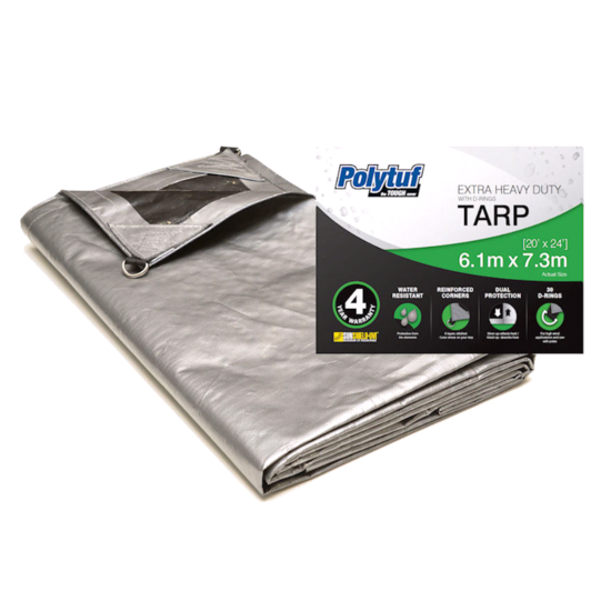 Tarp 6.1m x 7.3m D-Ring Extreme Duty Silver/Black