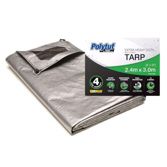 Tarp 2.4m x 3m D-Ring Extreme Duty Silver/Black