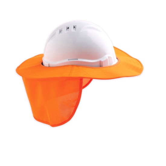 -NLA- BRIM HATwNAVY NECK FLAP FLURO ORANGE