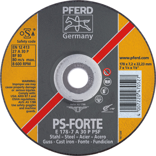 125x7 A30 PSF METAL GRINDING DISC-PFERD