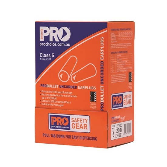 box 200 EPOU CLASS 5 - ORANGE EARPLUGS UNCORDED