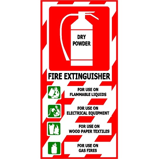 200x400mm Dry Powder Fire Extinguisher Blazon Sign ACM