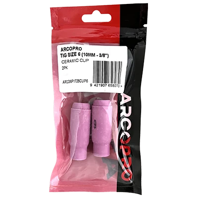 ARCOPRO TIG SIZE 6 10MM - 3/8 CERAMIC CUP 2PK